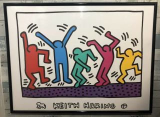 Vintage 80s 90s Keith Haring Framed Lithograph Print