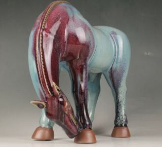 ANTIQUE CHINESE CERAMIC GLAZED STATUE LARGE - SIZED ANIMAL HORSE HANDICRAFT GIFT 3