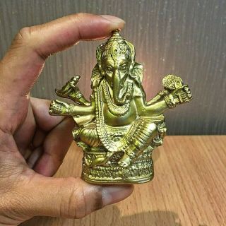 Ganesha Lord Ganpati Idol Amulet Success Rich God Hindu Charm Resin Gold Statue