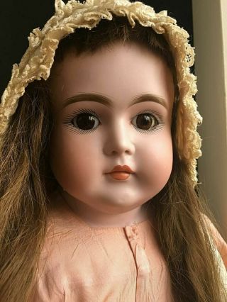 Antique Early Closed Mouth Kestner 21 " Bisque Pouty Bebe Doll Mark N