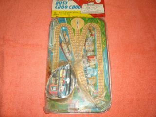 Vintage 50 ' s - 60 ' s Tin Wind Up  Busy Choo Choo  Toy Train Japan NOS P - 216A 3