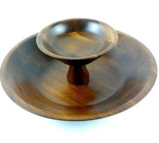 Mid Century Modern Ozark Black Walnut Wooden Party Bowl Set Native Wood Products
