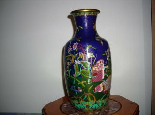 11.  25 " Cloisonne Enamel Double Fish Vase