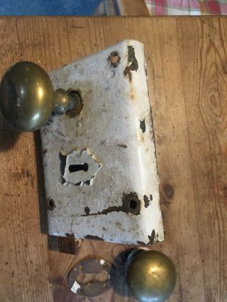 Vintage Rim Lock With Knobs No Key 6” X 4” 3