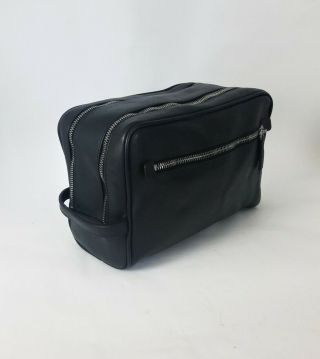 GUCCI Vintage Black Leather Toiletry Dopp Kit Cosmetics Travel Bag 12