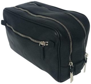 Gucci Vintage Black Leather Toiletry Dopp Kit Cosmetics Travel Bag