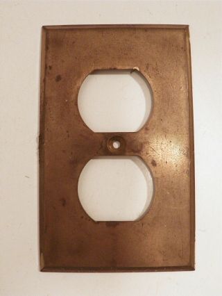 1 Vintage Antique Solid Brass Receptacle Duplex Outlet Plate Cover, .  040 Gauge
