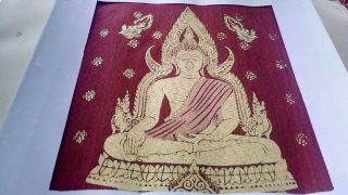 Thai Amulet Thai Silk Screen Buddha Design Painting Art Picture Wall 12x12 "