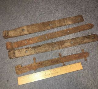 4 Hinges Vintage Cast Iron Strap Hinge,  Various Sizes.  Barn Gate Door Farm.