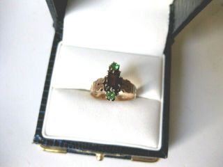 Antique Victorian 14k Rose Gold Ring:garnet & Green Garnets,  Mid.  19 C