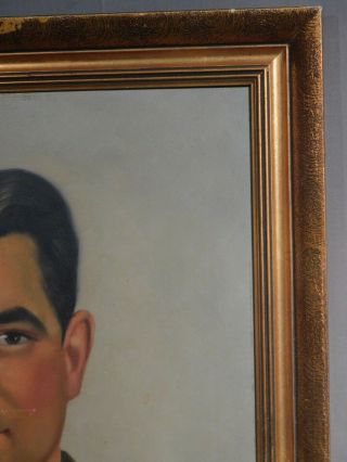 Vintage WWII Oil Painting American Soldier Portrait KRAFFT Officer Occupation 5
