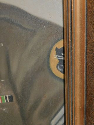 Vintage WWII Oil Painting American Soldier Portrait KRAFFT Officer Occupation 7
