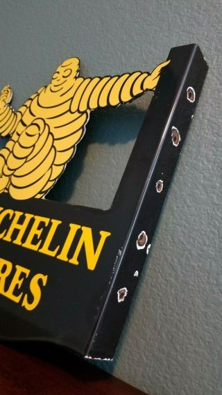 VINTAGE MICHELIN TIRES PORCELAIN GAS AUTO SERVICE STATION DEALERSHIP 2 SIDE SIGN 5