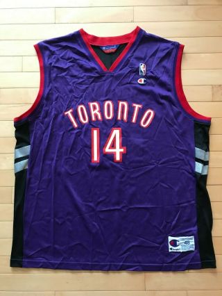 Vtg Rare Champion Muggsy Bogues Toronto Raptors Nba Basketball Jersey Sz 48 Xl