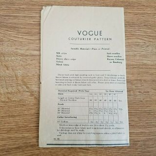 Vintage 1930s Vogue Couturier Design Dinner Frock Pattern 388 Paris Size 16 8