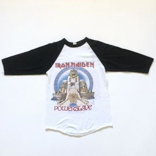 Vintage Deadstock 1985 Iron Maiden Powerslave Tour Shirt Raglan Band Medium