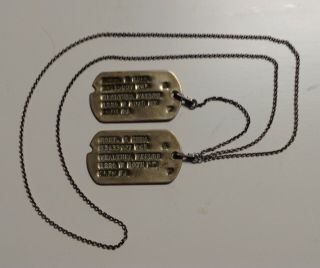 Orig.  Ww2 Us Army Brass Nok Dog Tags - Chain - Sterling Mkd.  Lock Rings