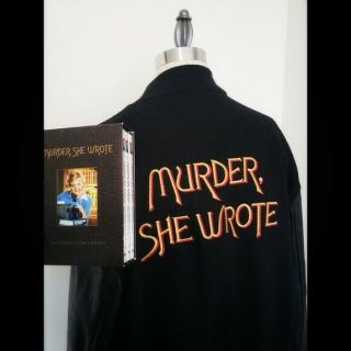 Vintage Murder,  She Wrote Merch Varsity Black Leather Wool Jacket Season 1 Dvd
