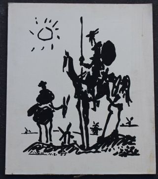 Vintage Picasso Don Quixote Art Print Thick Canvas Board Lithograph Quichotte