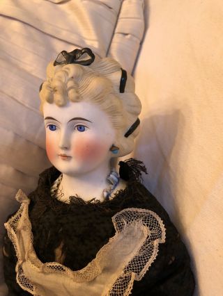 20” Very Rare Hairstyle Antique German Parian China Doll Kling? W Leather Hands 2