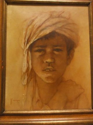 William Weintraub American/israeli Listed Artist Vintage Oil / Canvas Young Boy