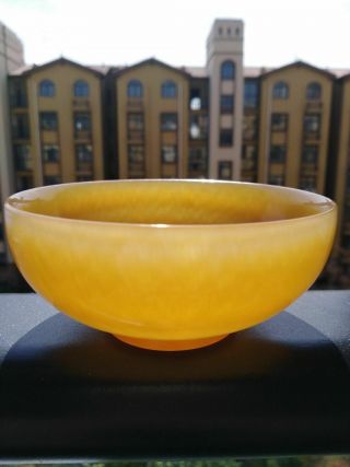 100 Natural Hand Carved Chinese Yellow Jade Bowl Diameter 12 - 13cm