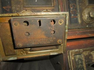 ANTIQUE KEYLESS LOCK CO POST OFFICE MAIL BOX DUAL DIAL COMBINATION CABINETS 10
