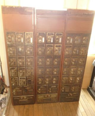 Antique Keyless Lock Co Post Office Mail Box Dual Dial Combination Cabinets