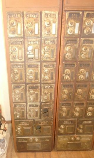 ANTIQUE KEYLESS LOCK CO POST OFFICE MAIL BOX DUAL DIAL COMBINATION CABINETS 2