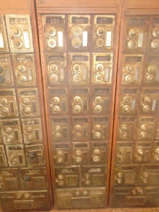 ANTIQUE KEYLESS LOCK CO POST OFFICE MAIL BOX DUAL DIAL COMBINATION CABINETS 3