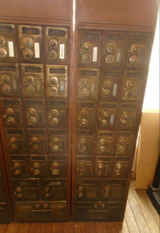 ANTIQUE KEYLESS LOCK CO POST OFFICE MAIL BOX DUAL DIAL COMBINATION CABINETS 4