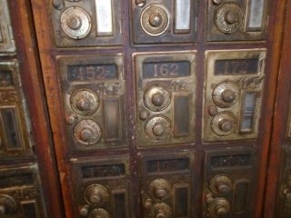 ANTIQUE KEYLESS LOCK CO POST OFFICE MAIL BOX DUAL DIAL COMBINATION CABINETS 5