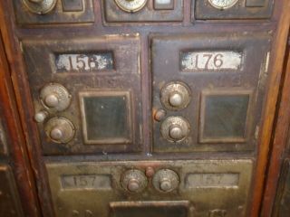 ANTIQUE KEYLESS LOCK CO POST OFFICE MAIL BOX DUAL DIAL COMBINATION CABINETS 7