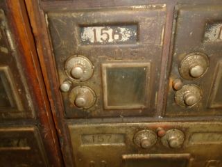 ANTIQUE KEYLESS LOCK CO POST OFFICE MAIL BOX DUAL DIAL COMBINATION CABINETS 8