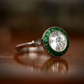 Vintage Art Deco 2.  4 Ct Diamond Engagement 14k White Gold Antique Shank Ring