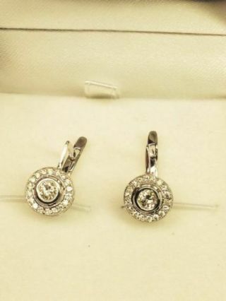 Vintage Art Deco 2.  0 Ct Diamond Engagement 14K White Gold Russian Lock Earrings 3