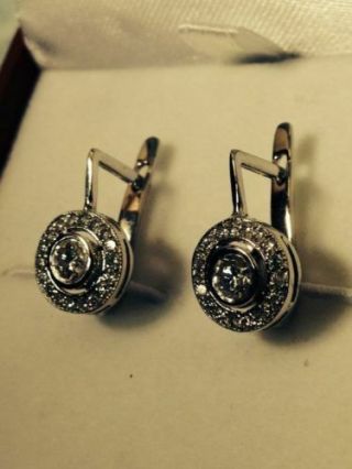 Vintage Art Deco 2.  0 Ct Diamond Engagement 14K White Gold Russian Lock Earrings 4