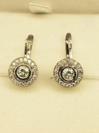 Vintage Art Deco 2.  0 Ct Diamond Engagement 14K White Gold Russian Lock Earrings 5