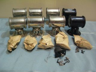 8 Vintage Victory Automotive Willy Jeep Parking Lamp Lights.  6 Nickel.  2 Black