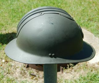 WWII French Adrian Helmet Model 1926 - Military/Civil Defense - Olive Drab 2