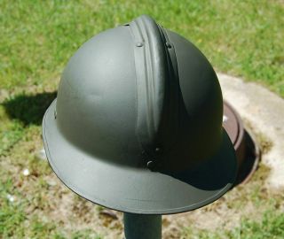 WWII French Adrian Helmet Model 1926 - Military/Civil Defense - Olive Drab 3