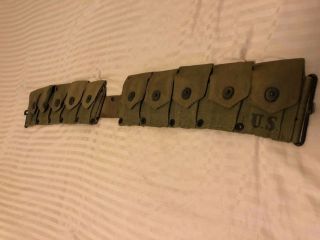 Us Military Ammo Belt,  Vintage Wwii Era Collectible Stamped 1942,  U.  S.