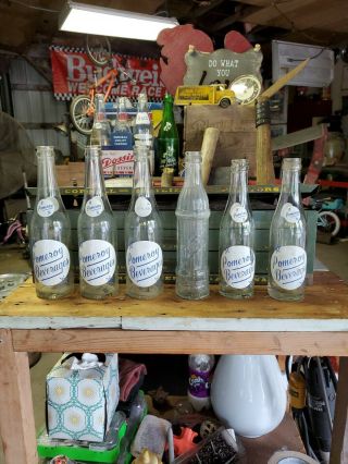 Vintage Pomeroy Beverages Soda Pop Glass Bottle Blue 12 Oz Manistee Michigan 1