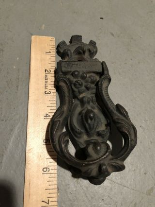 Vintage Ornate Black Cast Iron Door Knocker Old 6”