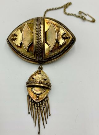 Antique 14k Gold Victorian Hair Mourning Brooch Pin