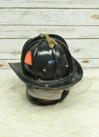 Vintage Cairns & Bros Authentic Leather Fire Helmet With Eye Shield Attached