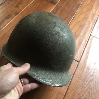 Wwii Us Army M1 Helmet Front Seam,  With Name Inside Shell,  Post War Liner