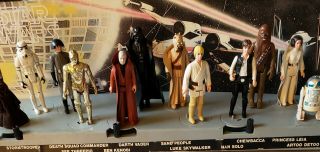 Vintage Star Wars First 12 Figures Early Bird Mailaway Stand 1977 Luke Han C3po