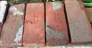 1880s Antique Clay Brick ANCHOR BRICK Co Hudson River Valley Raised Anchor RARE 2