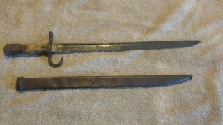 Old Relic Japanese Bayonet W.  Hooked Quillon And Scabbard